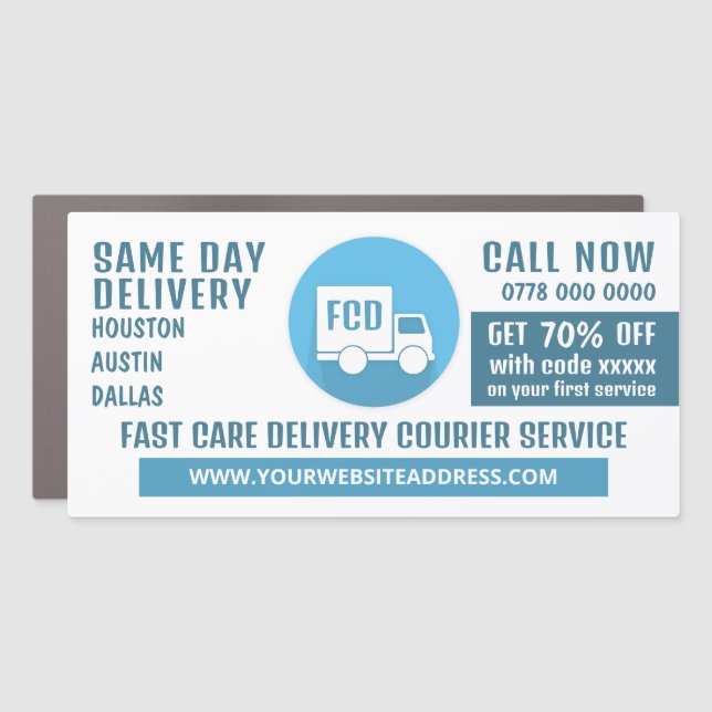 Courier Delivery Logo, Courier Service Advertising Car Magnet (Front)