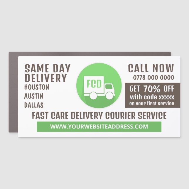 Courier Delivery Logo, Courier Service Advertising Car Magnet (Front)