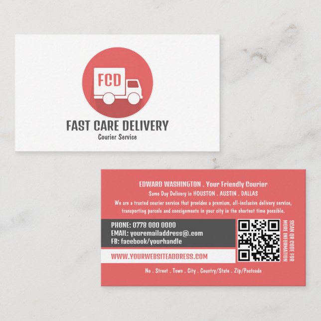 Courier Delivery Logo, Courier Service Business Card (Front/Back)