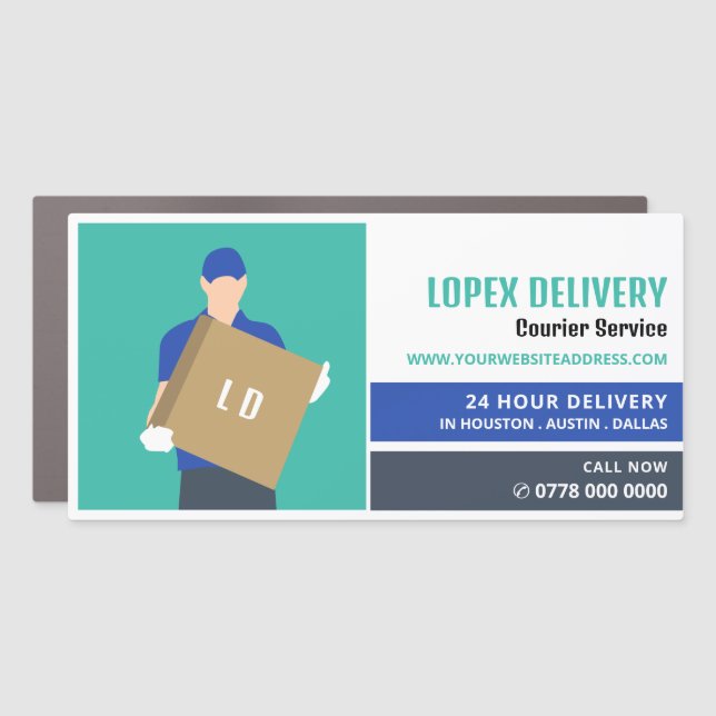 Courier Delivery Man, Courier Service Advertising Car Magnet (Front)