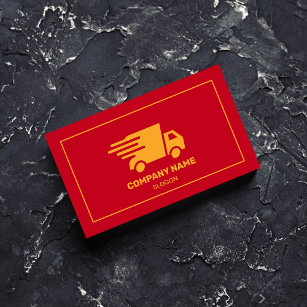 Courier Delivery Professional Red & Yellow Modern Business Card