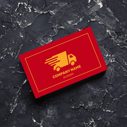 Courier Delivery Professional Red  Yellow Modern Business Card