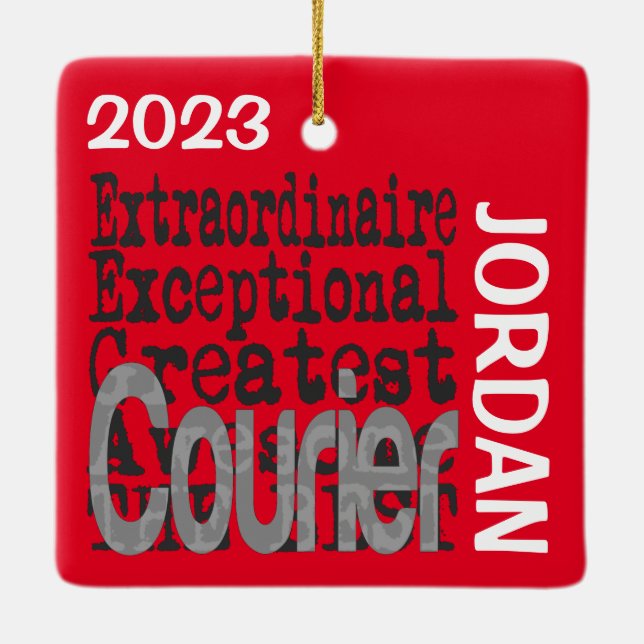 Courier Extraordinaire CUSTOM Ceramic Ornament (Back)