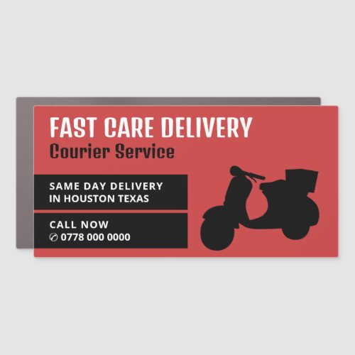 Courier Moped Design Courier Service Advertising Car Magnet
