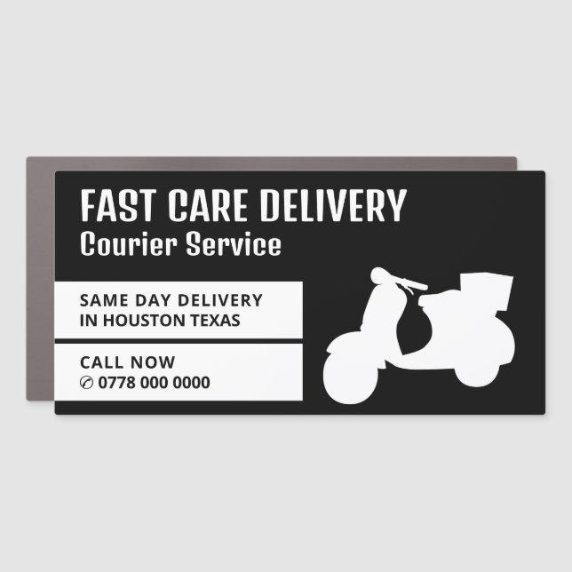 Courier Moped Design, Courier Service Advertising Car Magnet (Front)