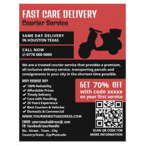 Courier Moped Design, Courier Service Advertising Flyer