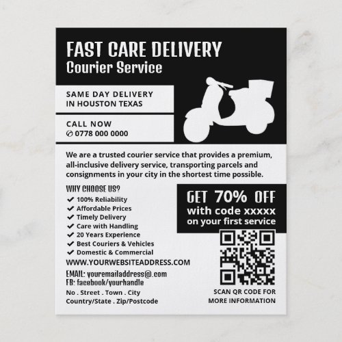 Courier Moped Design Courier Service Advertising Flyer