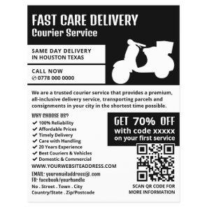 Courier Moped Design, Courier Service Advertising Flyer