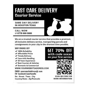 Courier Moped Design, Courier Service Advertising Poster
