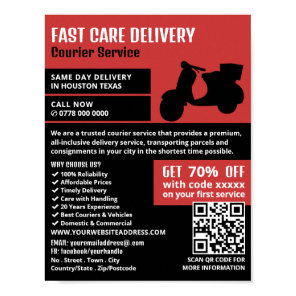 Courier Moped Design, Courier Service Advertising Poster