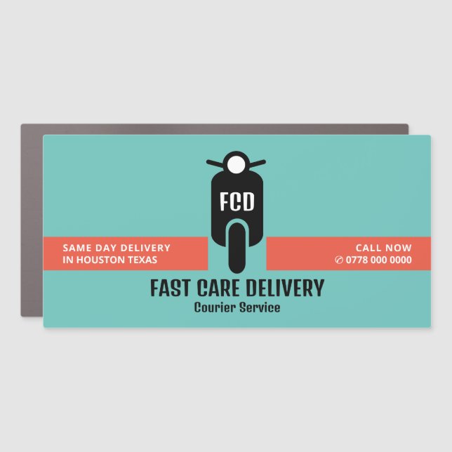 Courier Moped Logo, Courier Service Advertising Car Magnet (Front)