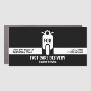 Courier Moped Logo, Courier Service Advertising Car Magnet