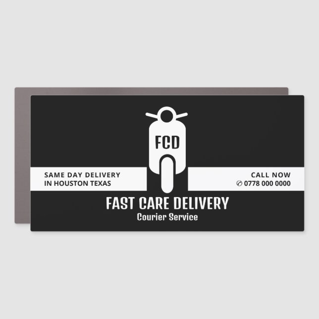 Courier Moped Logo, Courier Service Advertising Car Magnet (Front)
