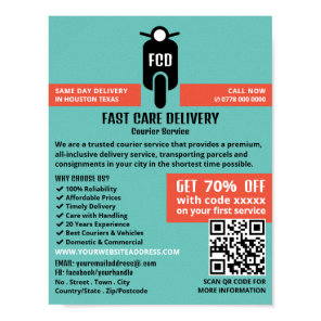 Courier Moped Logo, Courier Service Advertising Poster