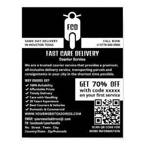Courier Moped Logo, Courier Service Advertising Poster