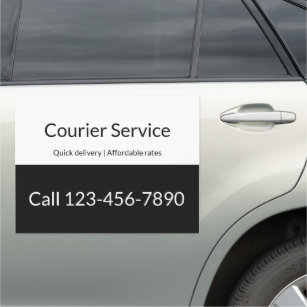 Courier Service Black and White Text Phone Number Car Magnet