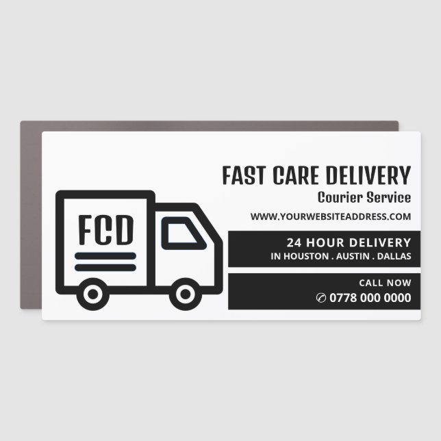 Courier Truck Logo, Courier Service Advertising Car Magnet (Front)