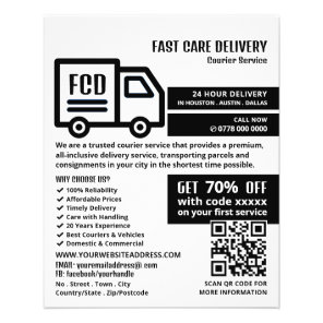 Courier Truck Logo, Courier Service Advertising Flyer