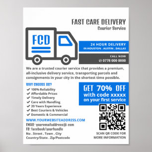 Courier Truck Logo, Courier Service Advertising Poster