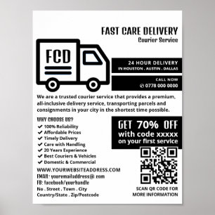 Courier Truck Logo, Courier Service Advertising Poster