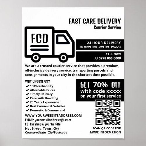 Courier Truck Logo Courier Service Advertising Poster