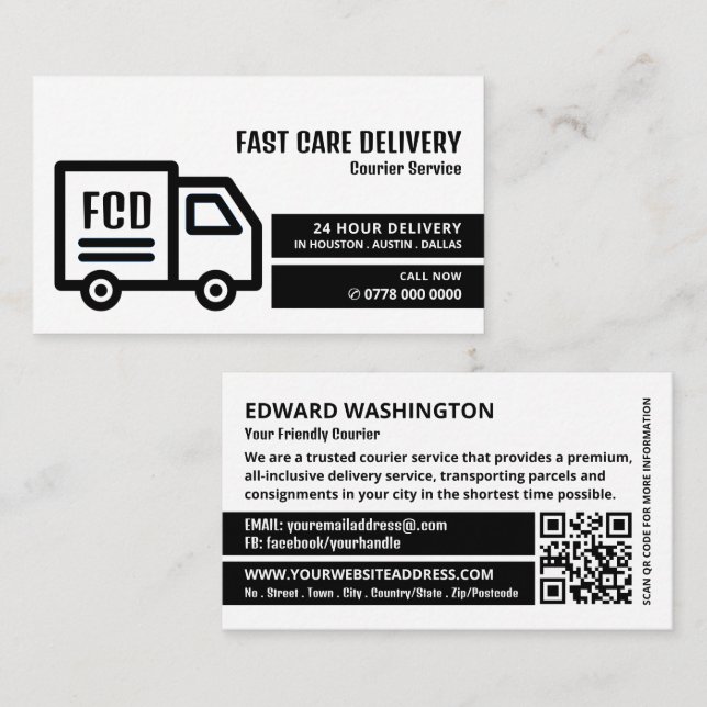 Courier Truck Logo, Courier Service Business Card (Front/Back)