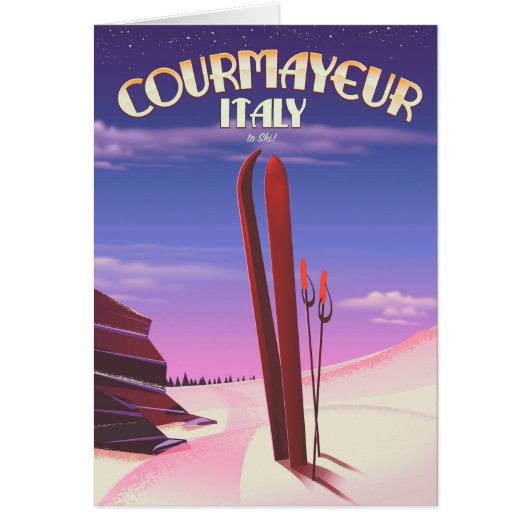 Courmayeur Italian ski poster Cards (Front)