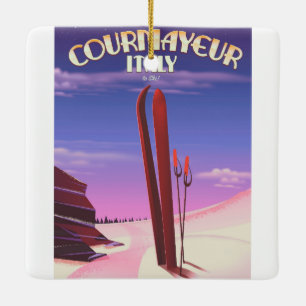 Courmayeur Italian ski poster Ceramic Ornament