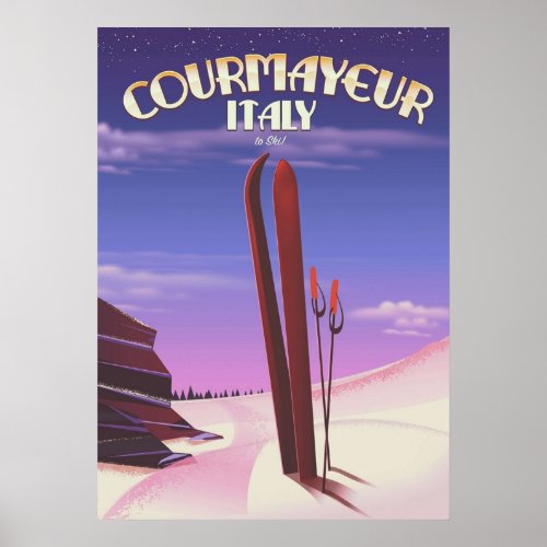 Courmayeur Italy Ski Poster