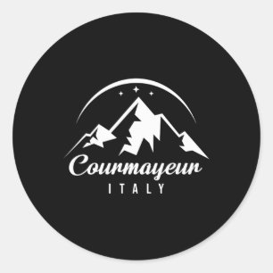 Courmayeur Italy Ski Resort Skiing Snowboarding So Classic Round Sticker