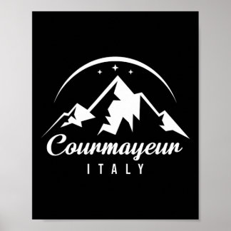 Courmayeur Italy Ski Resort Skiing Snowboarding So Poster