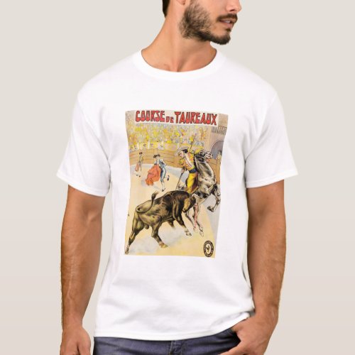 Course De Taureaux Vintage 1907 Bull Fighting Ad P T_Shirt