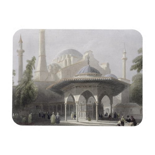 Court and Fountain of St Sophia Istanbul engrav Magnet
