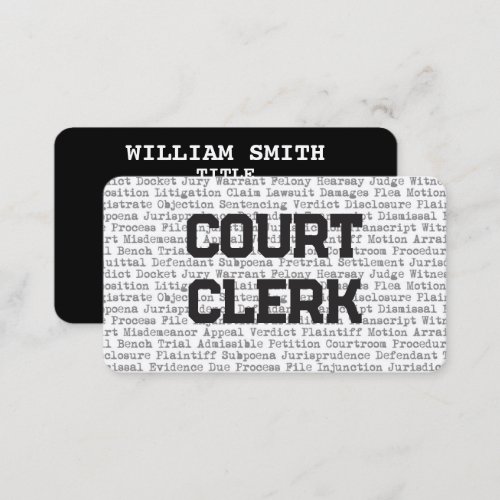 Court Clerk Legal Words Business Card