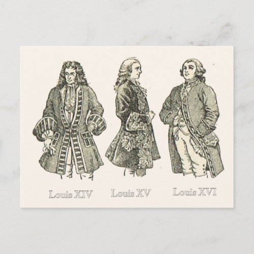 Court dress Louis XIV XV and XVI Postcard
