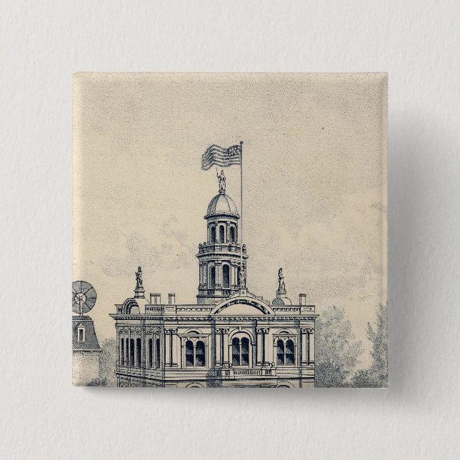 Court House, Fresno Pinback Button (Front)