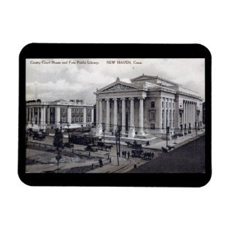 Court House, Library, New Haven CT 1912 Vintage Po Magnet