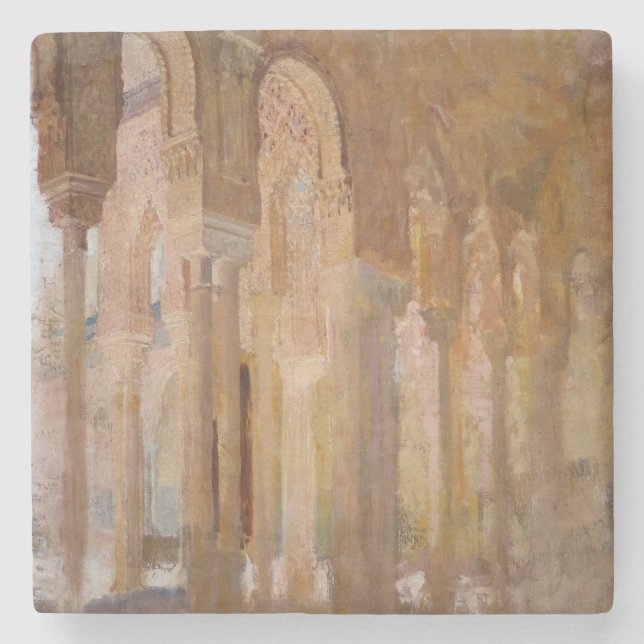 Court of the Lions, Alhambra (by Henri Regnault) Stone Coaster (Front)