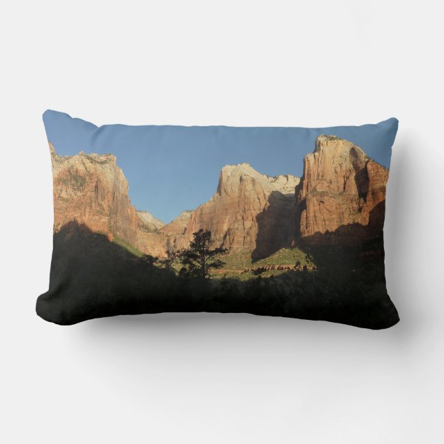 Court of the Patriarchs I at Zion National Park Lumbar Pillow (Front)