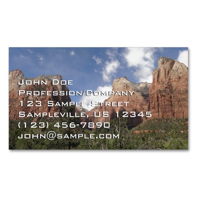 Court of the Patriarchs II at Zion National Park Business Card Magnet (Front)