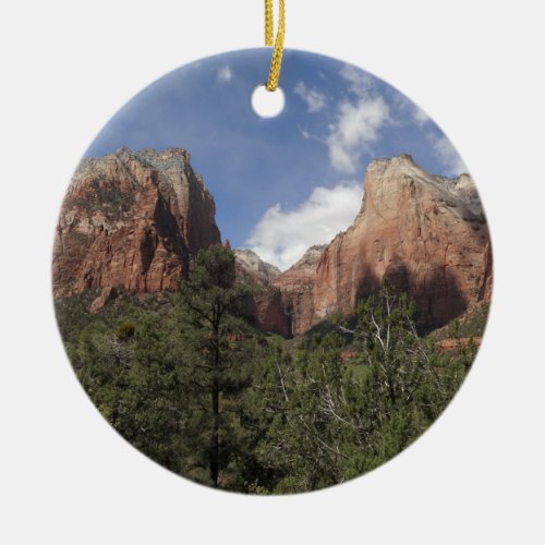 Court of the Patriarchs II at Zion National Park Ceramic Ornament