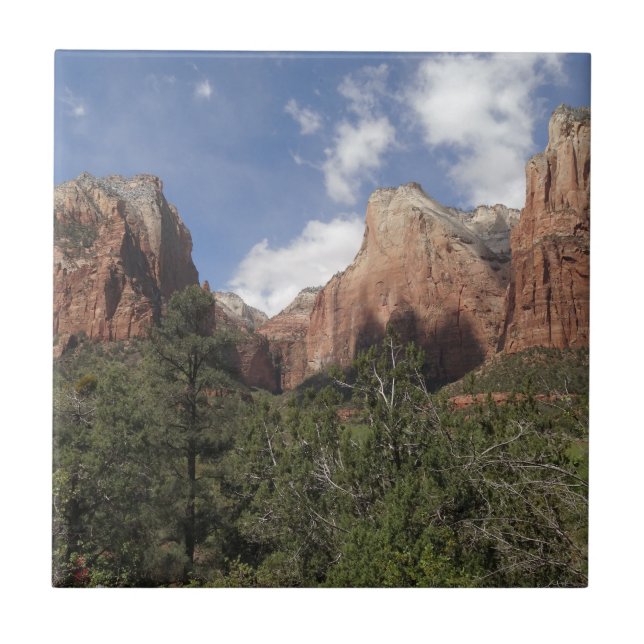 Court of the Patriarchs II at Zion National Park Ceramic Tile (Front)