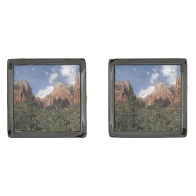 Court of the Patriarchs II at Zion National Park Cufflinks (Front)