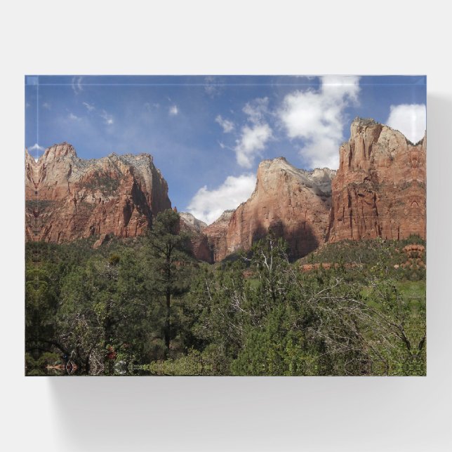 Court of the Patriarchs II at Zion National Park Paperweight (Front)