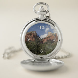 Court of the Patriarchs II at Zion National Park Pocket Watch