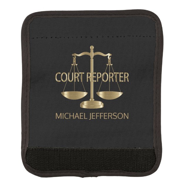 Court Reporter - Black and Gold Luggage Handle Wrap (Front)
