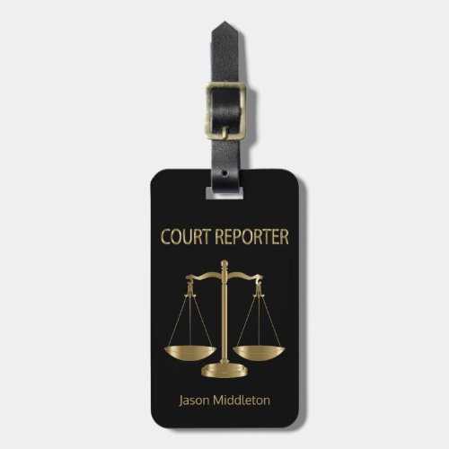 Court Reporter _ Black and Gold Luggage Tag