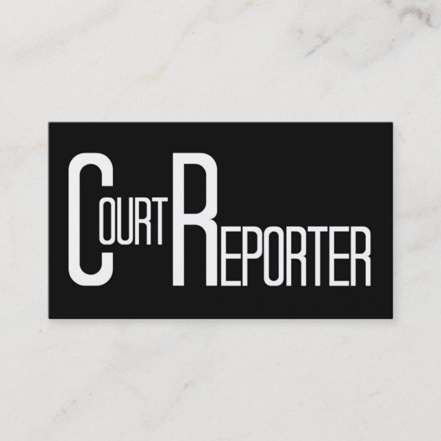 Court Reporter Black Simple Business Card (Front)