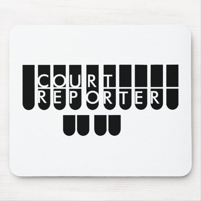 Court reporter keys black white mouse pad (Front)
