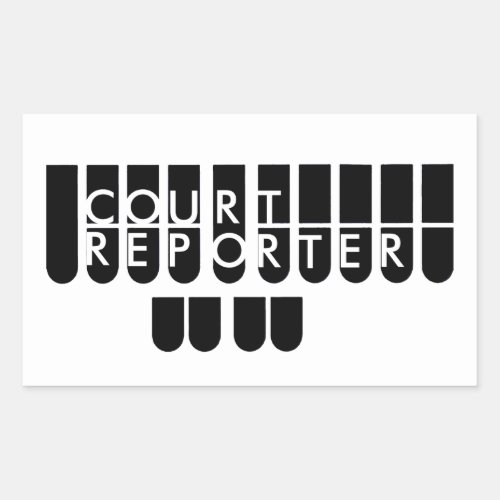 Court reporter keys black white rectangular sticker